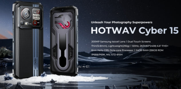 HOTWAV Cyber 15 4G tela de 6,6 polegadas smartphone à prova de triplo 12 GB de RAM 256 GB de ROM