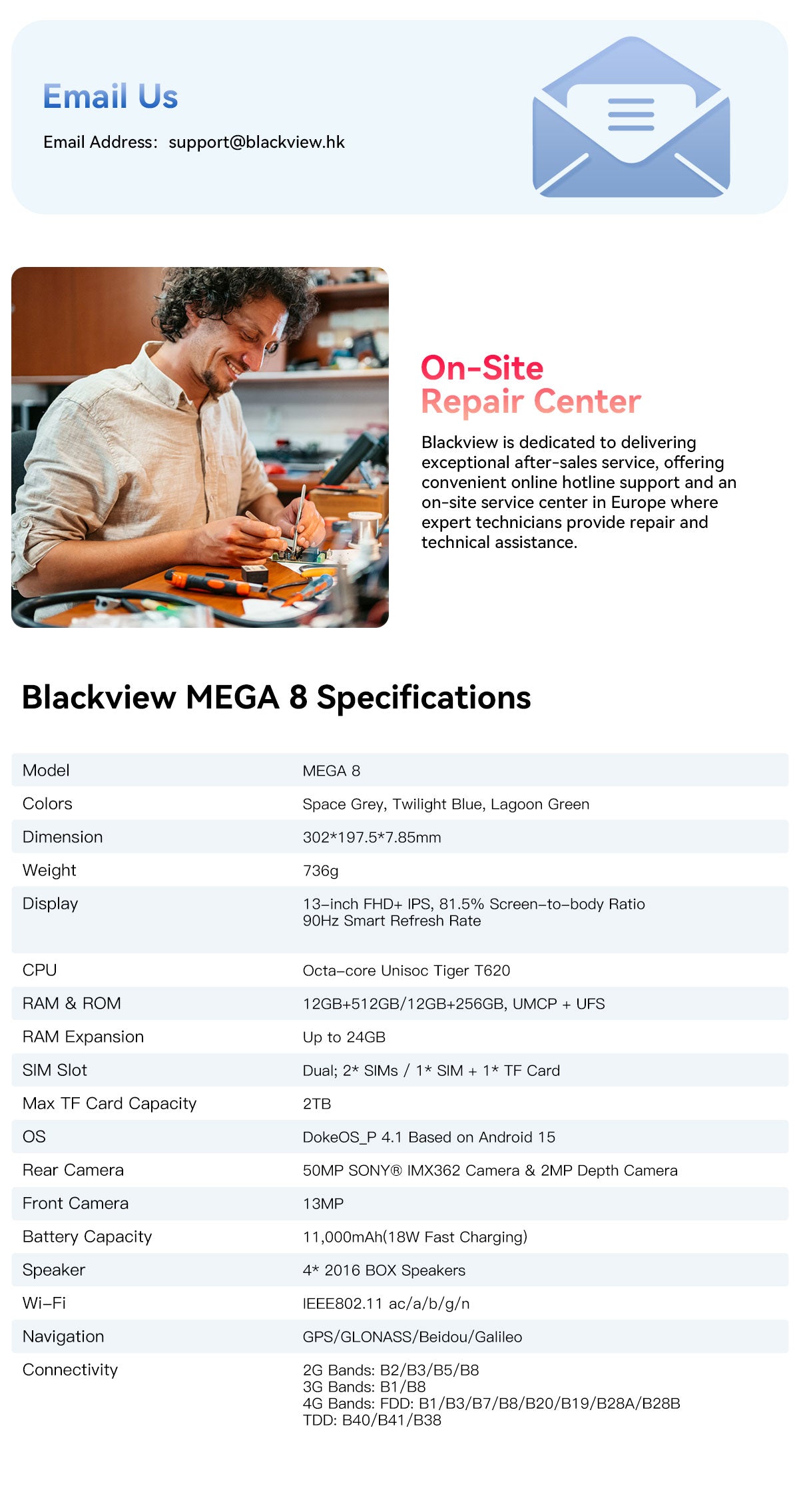 Blackview MEGA 8,CPU:UMS9230S 120Hz 13 polegadas,12GB RAM,512GB ROM