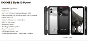 DOOGEE Blade 10 power fornecimento de energia, CPU: T615 120Hz de 6,6 polegadas, venda quente de novo NFC 4G três provas smartphone, 6GB RAM, 256GB ROM