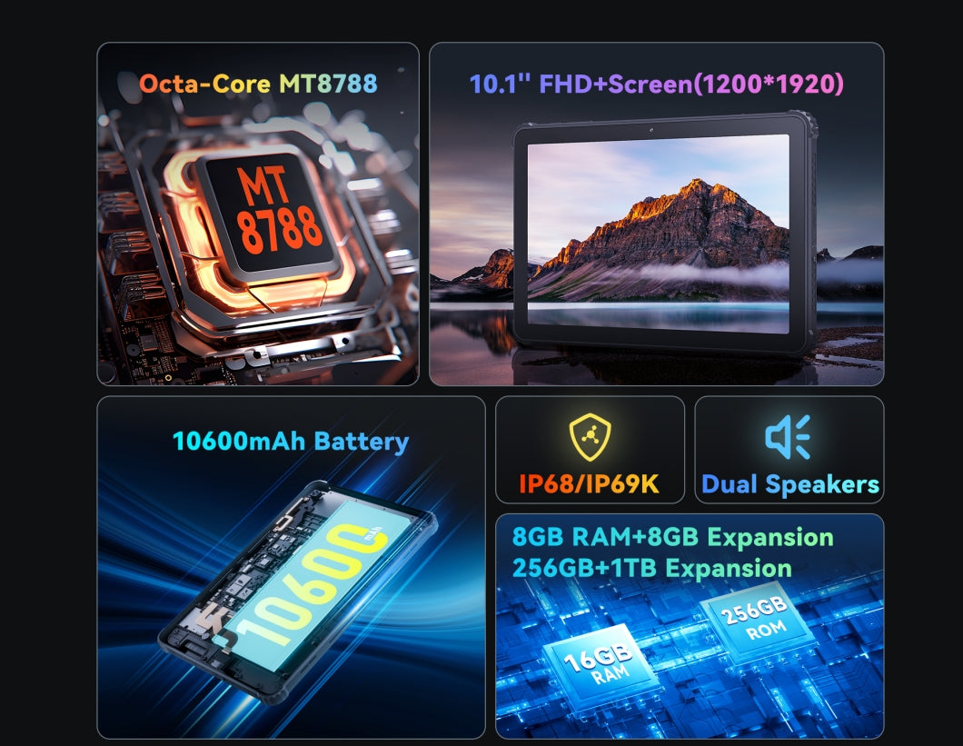 Cubot TAB KINGKONG Helio MT8788 120Hz tela de 10,1 polegadas 16GB memória 256GB ROM