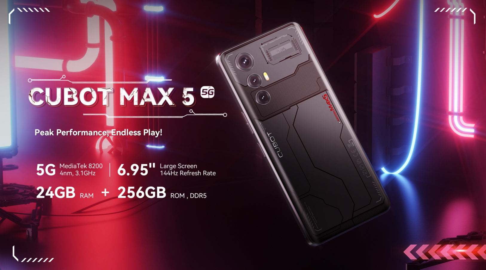 Cubot MAX 5 Helio Dimensity 8200 120Hz tela de 6,95 polegadas 5G 12GB memória 256GB ROM