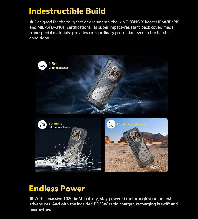 Cubot KingKong X Helio Dimensity 7050 120Hz tela de 6,583 polegadas 16GB 256/512GB ROM