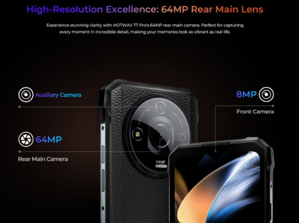 HOTWAV T7 PRO Helio MT8878 Tela de 120 Hz e 6,6 polegadas 6GB RAM 256GB ROM