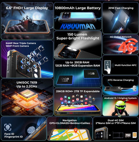 HOTWAV CYBER 13 pro  tela Helio T619 120 Hz de 6,58 polegadas 12GB RAM  256GB ROM