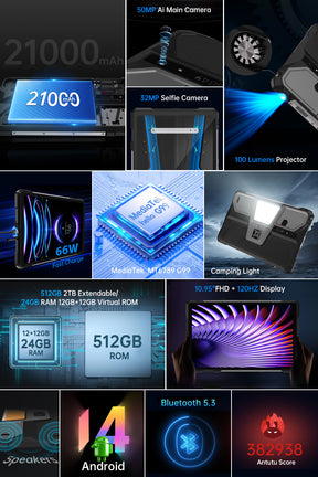 8849 Tank Pad-E CPU: MT6789 (G99) 120Hz 11 polegadas 12GB RAM 512GB ROM