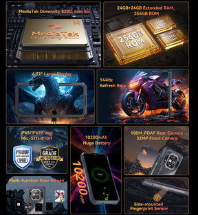 CUBOT KINGKONG X PRO CPU: Dimensity 8200 120Hz 6,72 polegadas 5G 12/24GB RAM 256GB ROM