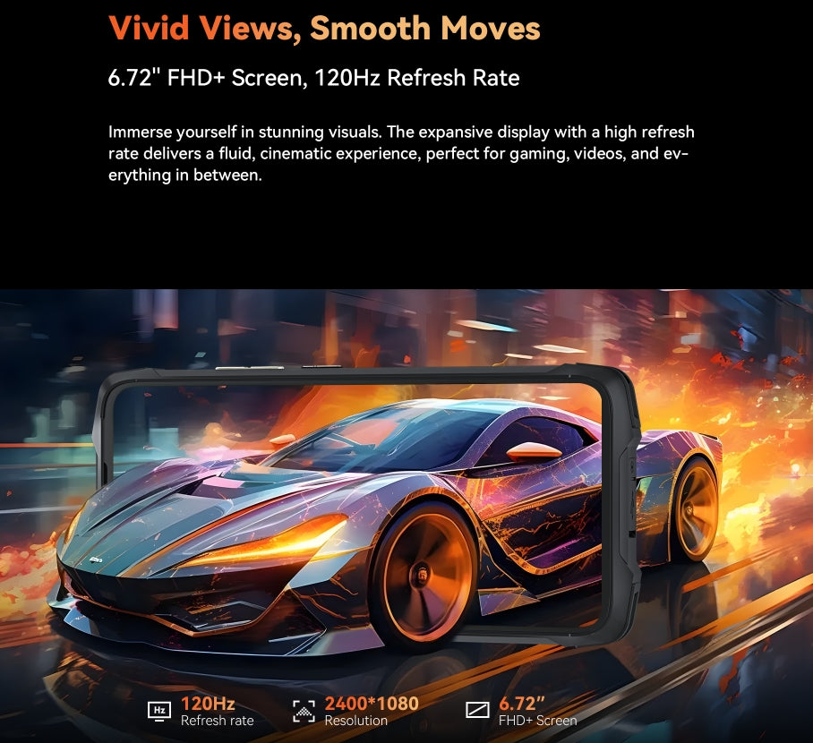 CUBOT KINGKONG POWER 3 CPU: MT8781 (G99) 120Hz 4G 6,72 polegadas 6GB/12GB+256GB