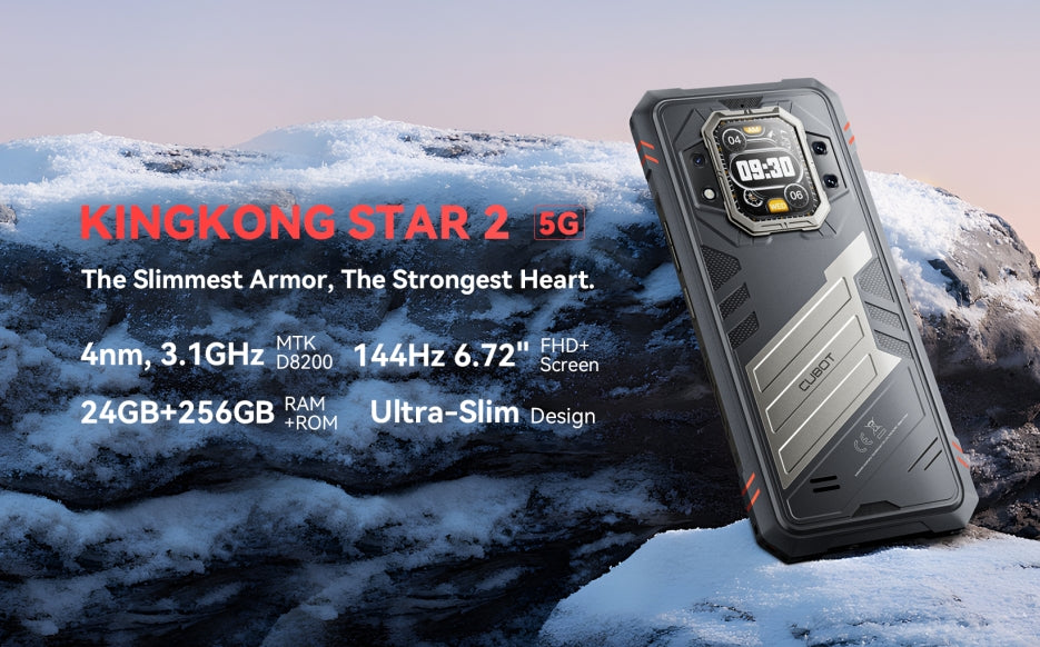 CUBOT KINGKONG STAR 2 [banda de frequência global 5G] 6,72 polegadas 12+256G+ com tela traseira de 1,85 polegadas telefone de defesa tripla