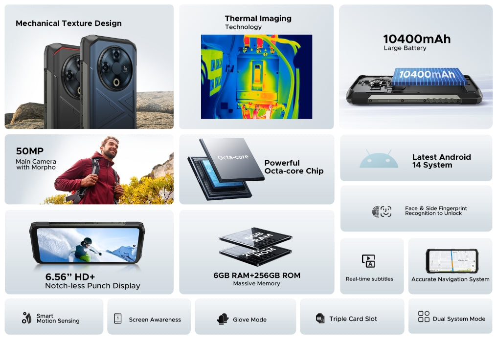 DOOGEE Fire 6,CPU Unisoc T606 120Hz 6.56inch,4G Rugged smartphone 6GB RAM,256GB ROM