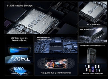 DOOGEE S118,Helio G99 120Hz 6,58inch,10800mAh Bateria, 8GB RAM,512GB ROM