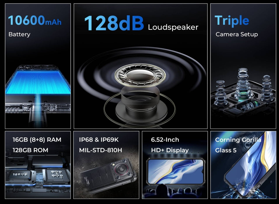 OUKITEL WP36, CPU MTK8788 120Hz 6.52 Inches,8GB RAM, 128GB ROM