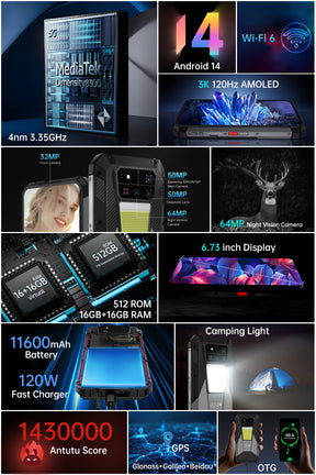 8849 Shark 3 CPU:Dimensão 8300 120Hz 6,73 polegadas, 16GB RAM, 512GB ROM