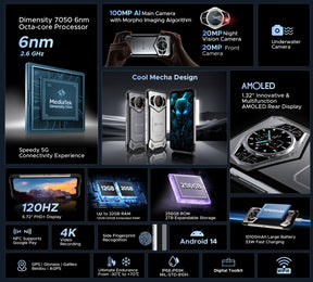 DOOGEE S200, CPU: Dimensity 7050 120Hz 6.72 Inches, [ 5G Global Frequency Band] 12GB RAM, 256GB ROM