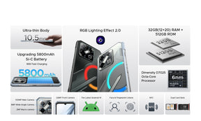 DOOGEE Blade GT Pro, CPU: Tamanho 7025 120Hz 6,72 polegadas, 12GB RAM, 512GB ROM