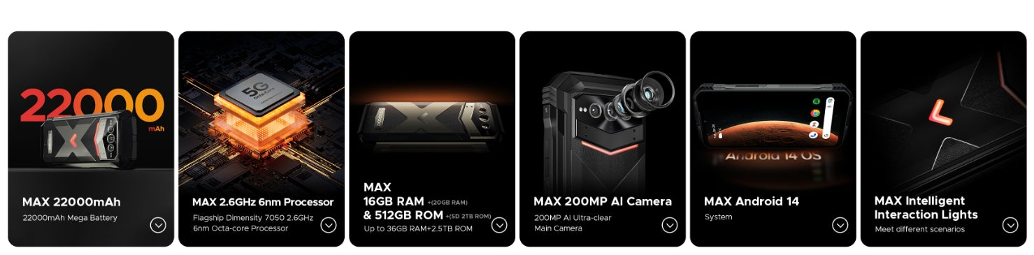 DOOGEE V MAX PLUS, CPU Dimension 7050 120Hz 6,58 Inches, [5G Global Frequency Band] 16GB RAM, 512GB ROM