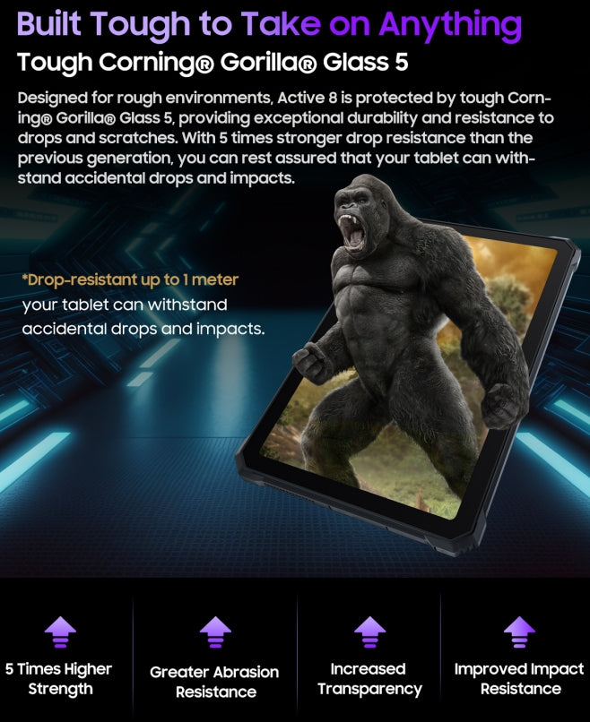 Blackview Active 8 Pro, 22000MAH grande bateria, 4G três comprimidos, 8GB RAM, 256GB ROM