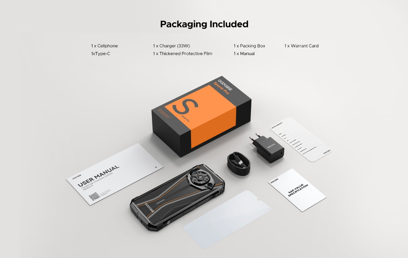 DOOGEE S Punk PRO, CPU: T7280 120Hz de 6,6 polegadas,10800mAh NFC 8GB RAM, 512GB ROM