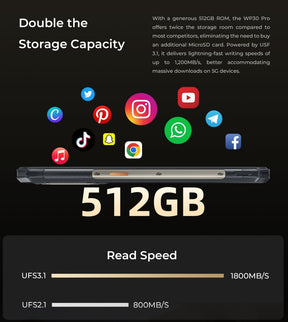 OUKITEL WP30 PRO, CPU Dimensity 8050 120Hz 6.78 Inches,12GB RAM, 512GB ROM