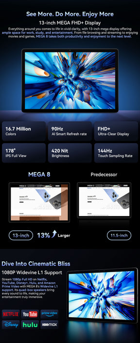 Blackview MEGA 8,CPU:UMS9230S 120Hz 13 pulgadas,12GB RAM,256GB ROM