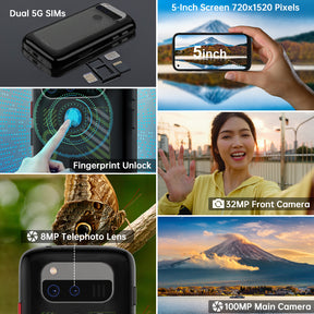 Unihertz Jelly Max 5,05 polegadas [banda de frequência global 5G] 12+256G 4000mAh 4G smartphone, 12GB RAM 256GB ROM