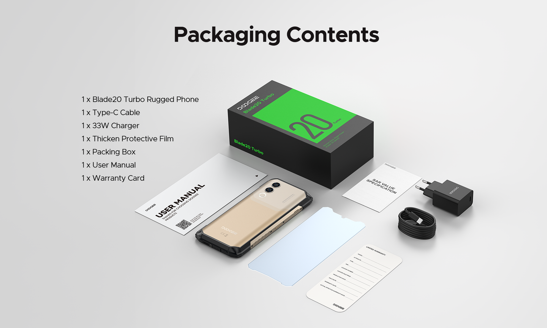 DOOGEE Blade20 Turbo, CPU: Tamanho 7050 120Hz 6,6 polegadas, 8GB RAM, 256GB ROM