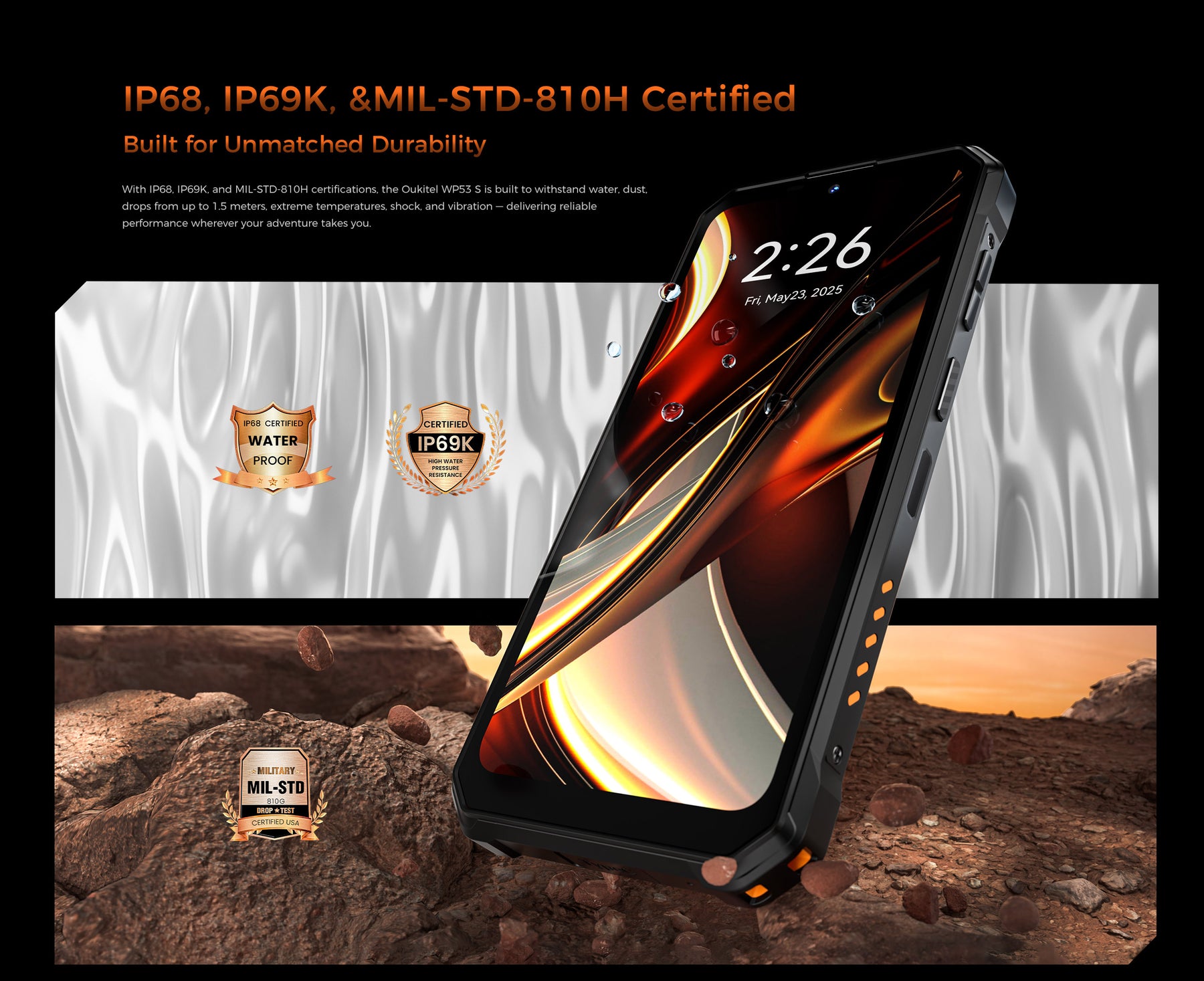 OUKITEL WP53S,CPU:Unisoc T615 120Hz 6.52inch,4GB RAM,128GB ROM