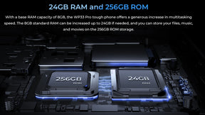 OUKITEL WP33 PRO, CPU Dimensity 6100+120Hz 6.6-inch,8GB RAM, 256GB ROM