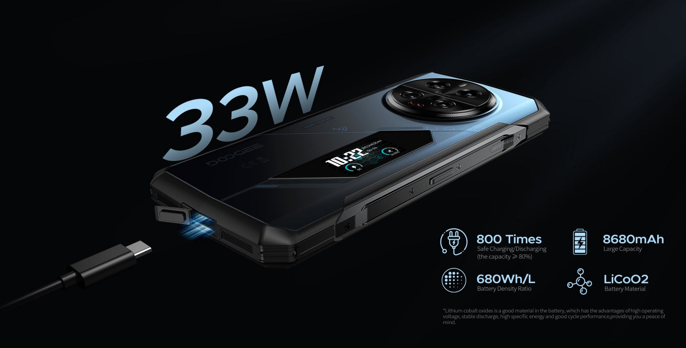 DOOGEE V40 Pro tela principal de 6,78 polegadas tela traseira multifuncional IPS de 1,47 polegadas 16GB RAM 512GB ROM.