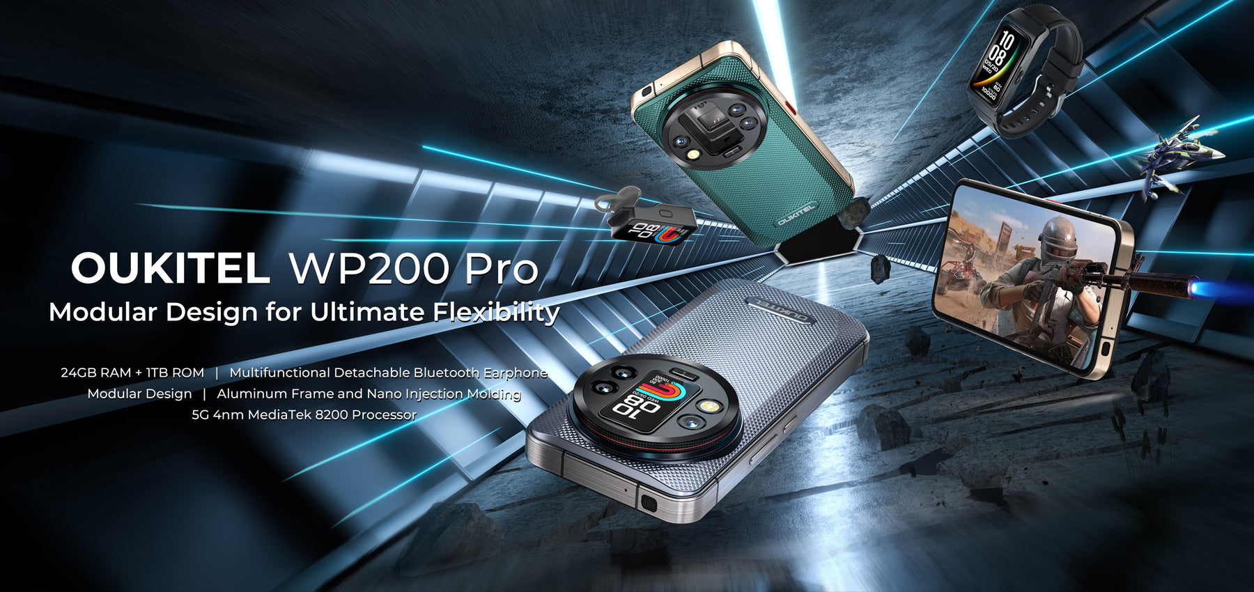 OUKITEL WP200 pro,CPU:Dimensity 8200 120Hz 6.7-inch,8800mAh Battery,108MP Main Camera,24GB RAM,1TB ROM