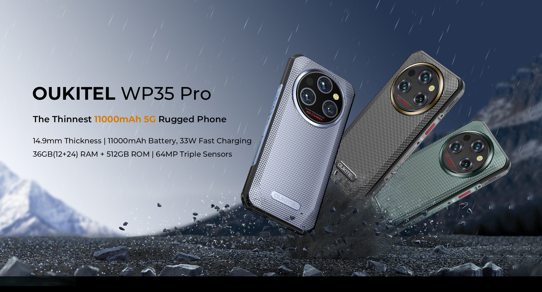 OUKITEL WP35 PRO,CPU:Dimensity 6300 120Hz 6.6-inch,12GB RAM,512GB ROM
