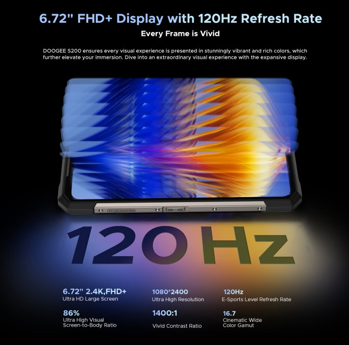 DOOGEE S200, CPU: Dimensity 7050 120Hz 6.72 Inches, [ 5G Global Frequency Band] 12GB RAM, 256GB ROM